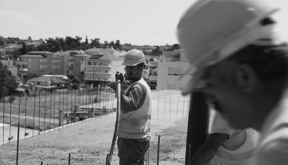 Workers working at a building site